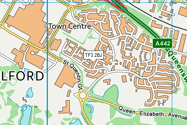 TF3 2BJ map - OS VectorMap District (Ordnance Survey)