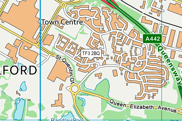 TF3 2BQ map - OS VectorMap District (Ordnance Survey)