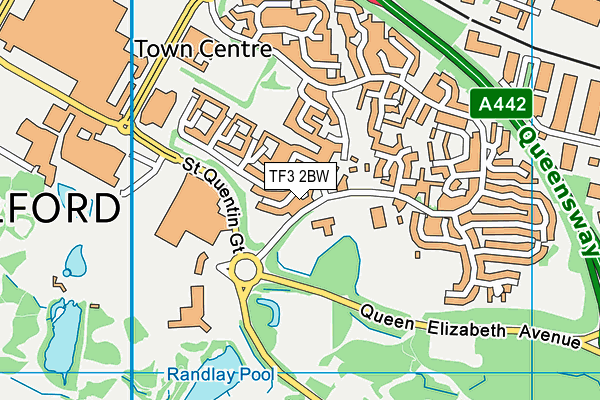 TF3 2BW map - OS VectorMap District (Ordnance Survey)