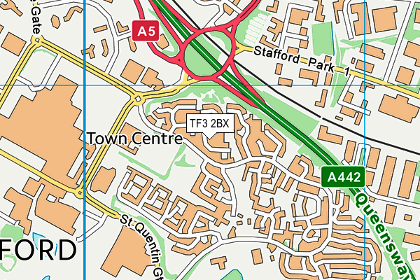 TF3 2BX map - OS VectorMap District (Ordnance Survey)