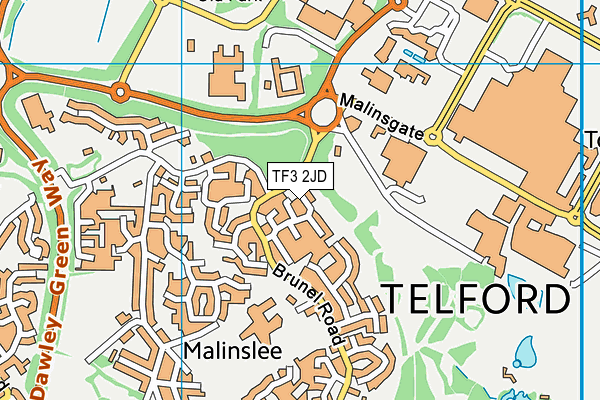 TF3 2JD map - OS VectorMap District (Ordnance Survey)
