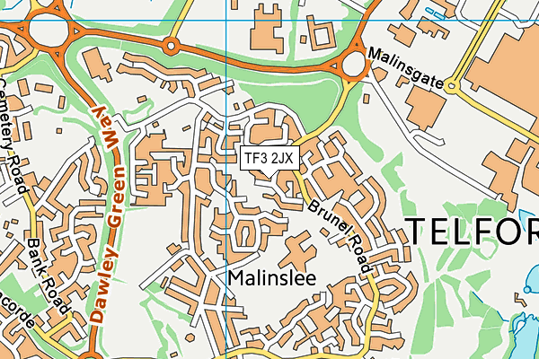 TF3 2JX map - OS VectorMap District (Ordnance Survey)