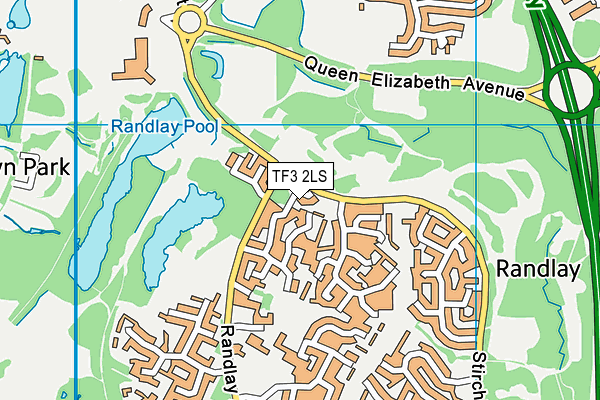 TF3 2LS map - OS VectorMap District (Ordnance Survey)