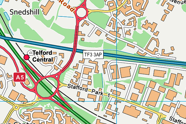 TF3 3AP map - OS VectorMap District (Ordnance Survey)