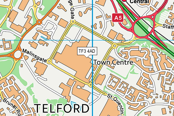 TF3 4AD map - OS VectorMap District (Ordnance Survey)