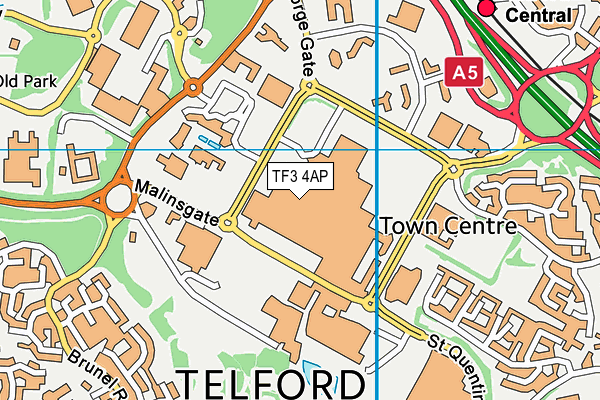 TF3 4AP map - OS VectorMap District (Ordnance Survey)