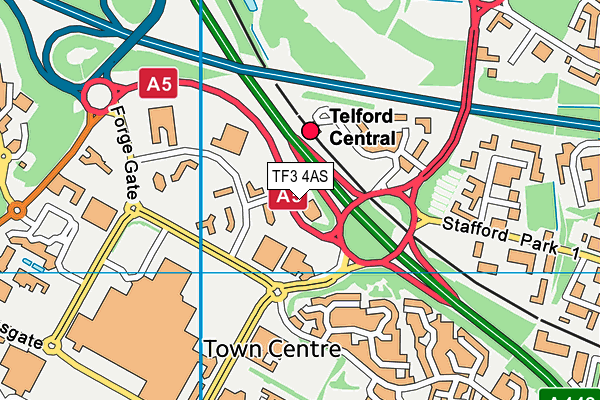 The Gym Group (Telford) map (TF3 4AS) - OS VectorMap District (Ordnance Survey)