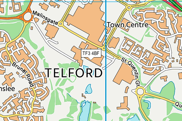 TF3 4BF map - OS VectorMap District (Ordnance Survey)