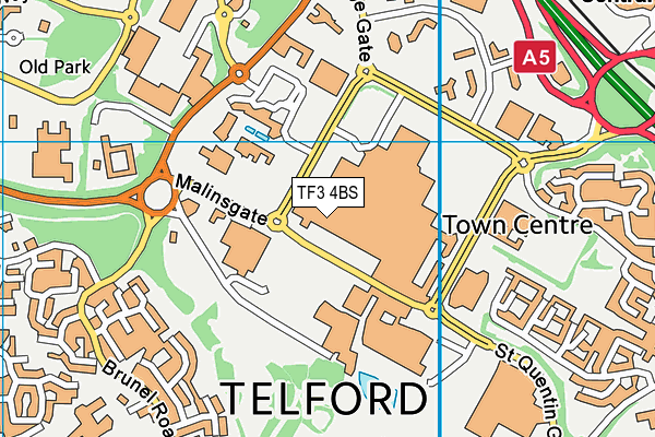 TF3 4BS map - OS VectorMap District (Ordnance Survey)