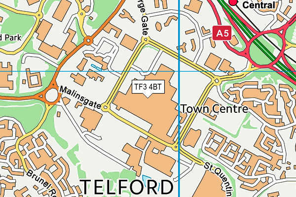 TF3 4BT map - OS VectorMap District (Ordnance Survey)