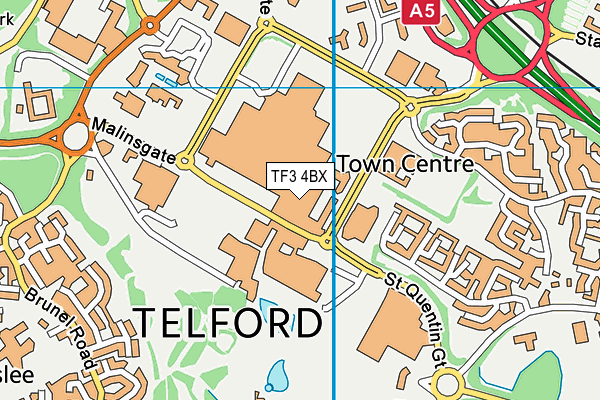TF3 4BX map - OS VectorMap District (Ordnance Survey)