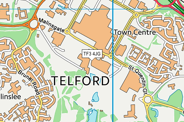 TF3 4JG map - OS VectorMap District (Ordnance Survey)