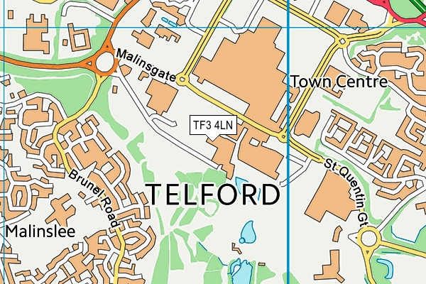 TF3 4LN map - OS VectorMap District (Ordnance Survey)