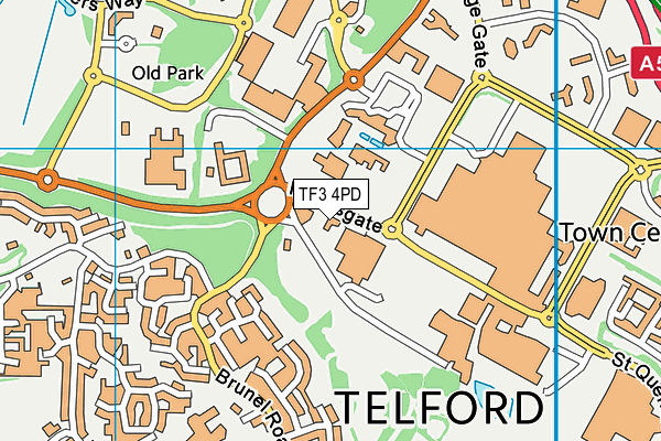 TF3 4PD map - OS VectorMap District (Ordnance Survey)