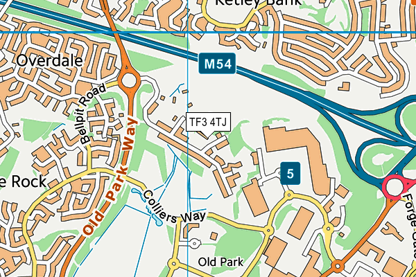 TF3 4TJ map - OS VectorMap District (Ordnance Survey)
