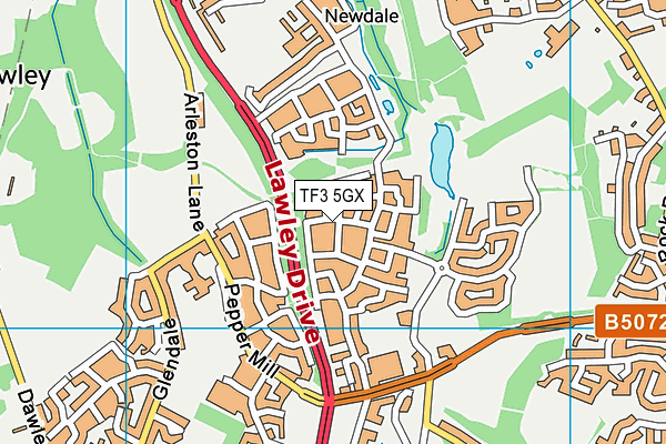 TF3 5GX map - OS VectorMap District (Ordnance Survey)