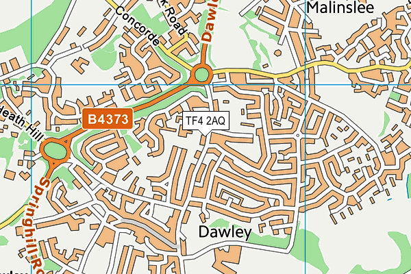 TF4 2AQ map - OS VectorMap District (Ordnance Survey)