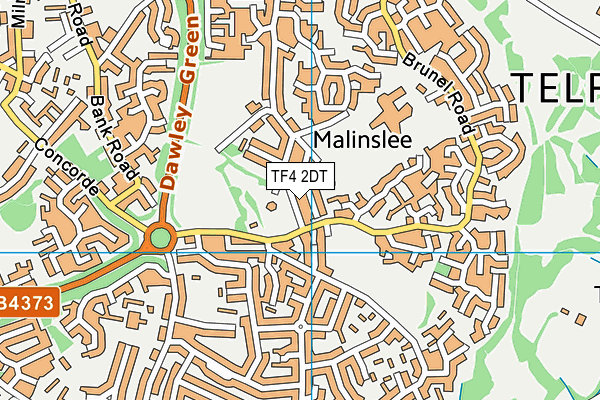 TF4 2DT map - OS VectorMap District (Ordnance Survey)