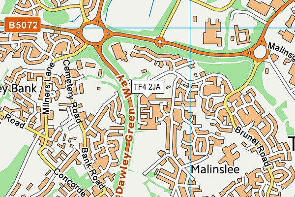 TF4 2JA map - OS VectorMap District (Ordnance Survey)