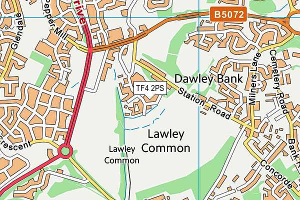 TF4 2PS map - OS VectorMap District (Ordnance Survey)