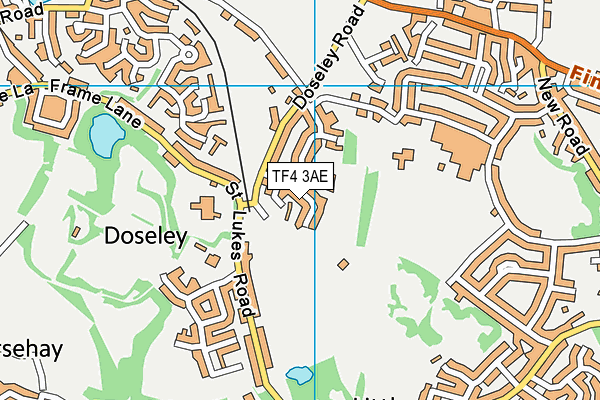 TF4 3AE map - OS VectorMap District (Ordnance Survey)