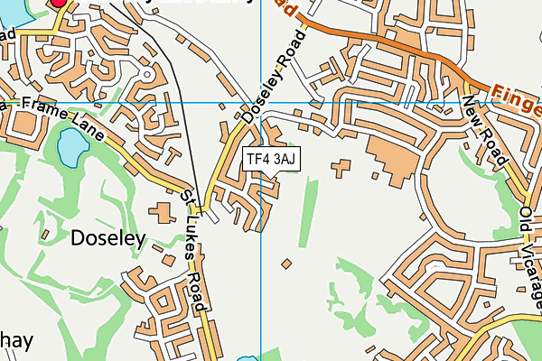TF4 3AJ map - OS VectorMap District (Ordnance Survey)