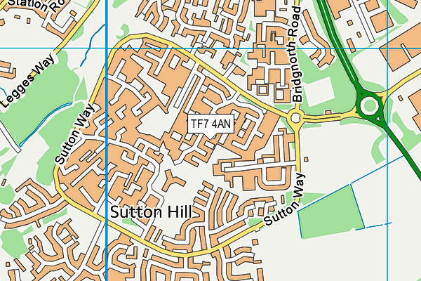 TF7 4AN map - OS VectorMap District (Ordnance Survey)