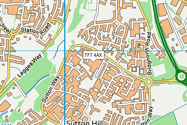 TF7 4AX map - OS VectorMap District (Ordnance Survey)