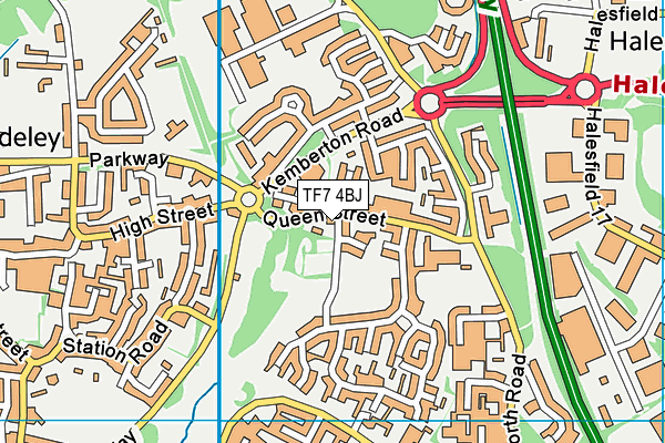 TF7 4BJ map - OS VectorMap District (Ordnance Survey)