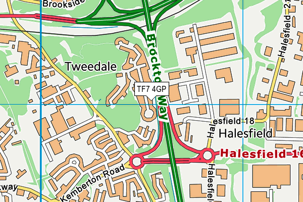 TF7 4GP map - OS VectorMap District (Ordnance Survey)