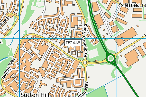 TF7 4JW map - OS VectorMap District (Ordnance Survey)