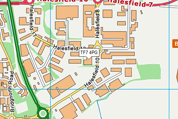 TF7 4PG map - OS VectorMap District (Ordnance Survey)