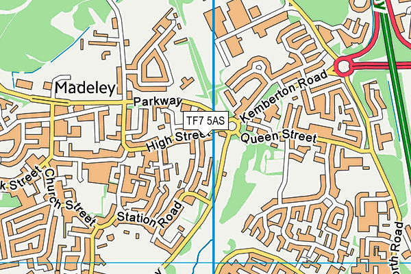 TF7 5AS map - OS VectorMap District (Ordnance Survey)