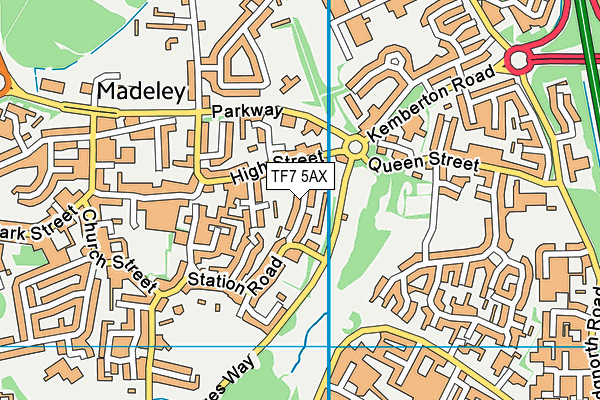 TF7 5AX map - OS VectorMap District (Ordnance Survey)