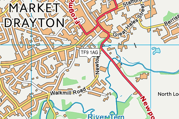 TF9 1AG map - OS VectorMap District (Ordnance Survey)