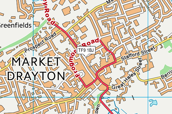 TF9 1BJ map - OS VectorMap District (Ordnance Survey)