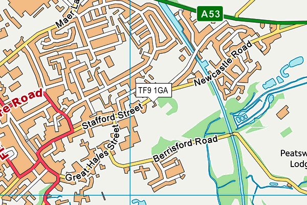 TF9 1GA map - OS VectorMap District (Ordnance Survey)