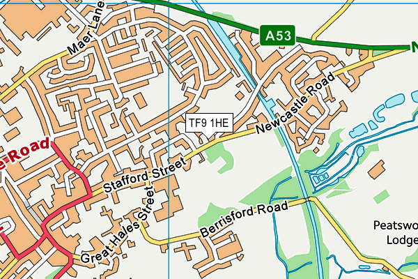 TF9 1HE map - OS VectorMap District (Ordnance Survey)