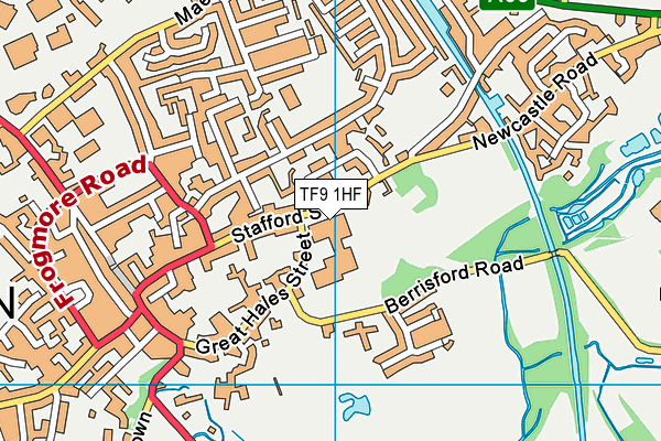 The Grove School map (TF9 1HF) - OS VectorMap District (Ordnance Survey)