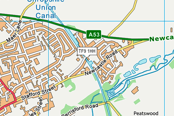 Market Drayton Community Amateur Sports Club map (TF9 1HH) - OS VectorMap District (Ordnance Survey)