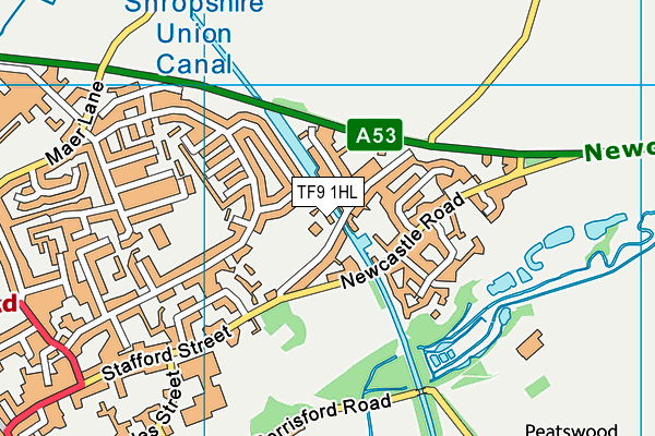 TF9 1HL map - OS VectorMap District (Ordnance Survey)