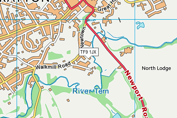 TF9 1JX map - OS VectorMap District (Ordnance Survey)