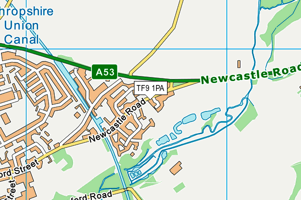 TF9 1PA map - OS VectorMap District (Ordnance Survey)