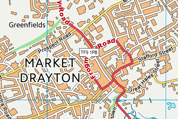 TF9 1PB map - OS VectorMap District (Ordnance Survey)