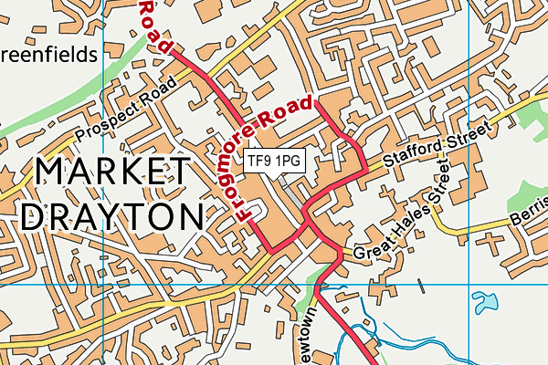 TF9 1PG map - OS VectorMap District (Ordnance Survey)