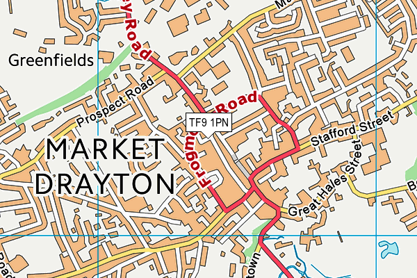 Map of S & J PROPERTY CENTRES MARKET DRAYTON SHROPSHIRE LTD at district scale