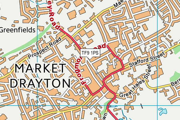 TF9 1PS map - OS VectorMap District (Ordnance Survey)