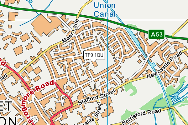 Longlands Primary School map (TF9 1QU) - OS VectorMap District (Ordnance Survey)