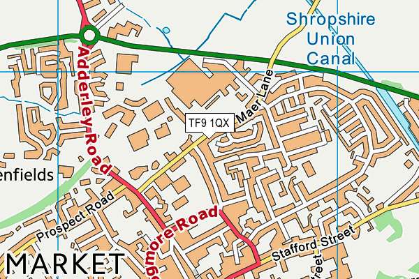 TF9 1QX map - OS VectorMap District (Ordnance Survey)