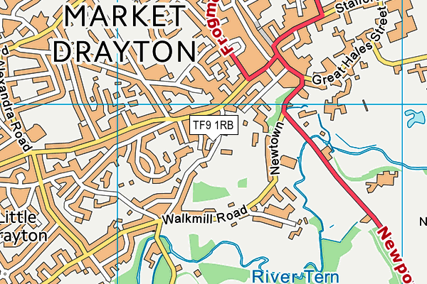 TF9 1RB map - OS VectorMap District (Ordnance Survey)